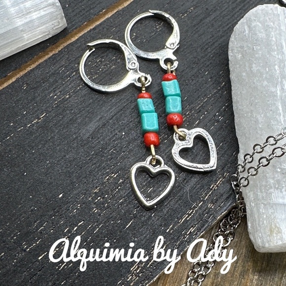 Alquimia by Ady Silver and Turquoise Heart Earrings - Picture 1 of 1